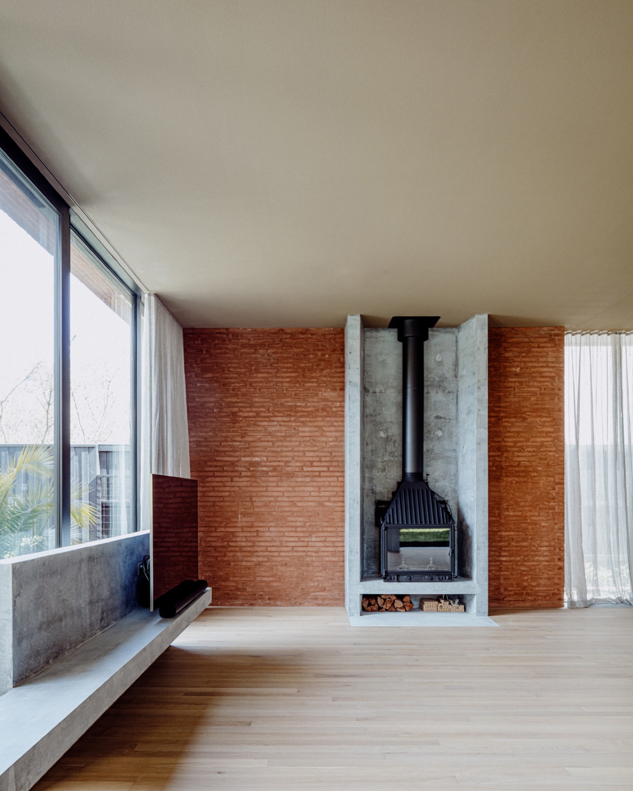 Anderson Road residence brick living room
