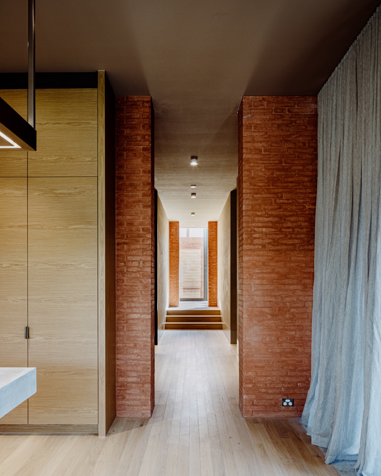 Anderson Road residence brick hall and oak joinery
